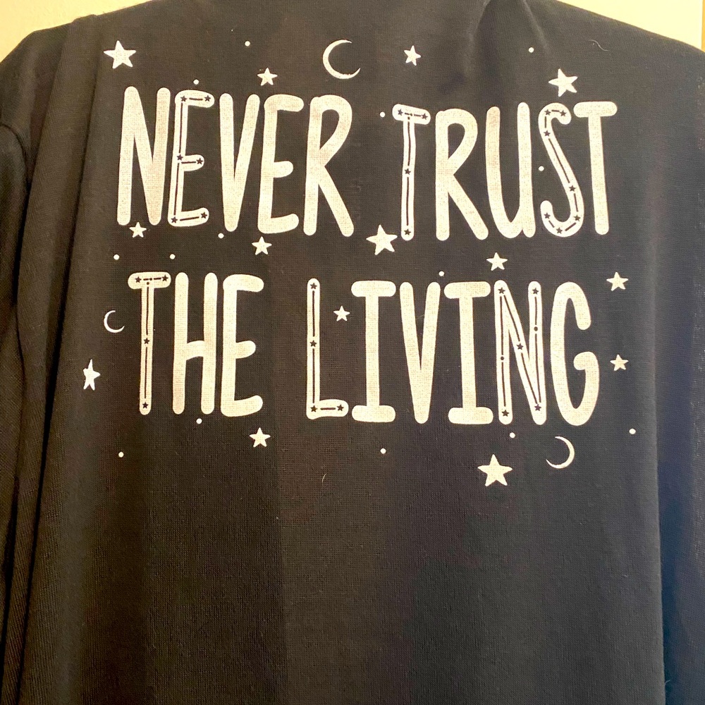 NEW w/ Tags, Torrid Long Cardigan. Black size 5. Cute Tombstone on the front.